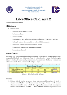 Aula prática 2 de LibreOffice Calc - Facom