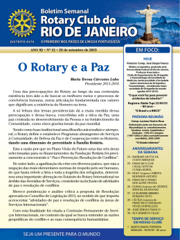O Rotary e a Paz - Rotary Club do Rio de Janeiro