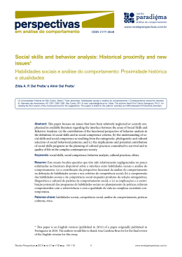 Social skills and behavior analysis: Historical proximity and new