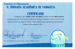 Certificamos que ANDRE LIMA QUEIROZ, portador do CPF 006.672