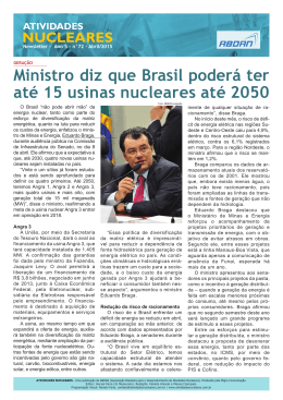 Ministro diz que Brasil poderá ter até 15 usinas nucleares até 2050