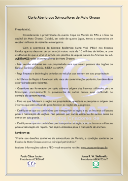 Carta Aberta aos Suinocultores de Mato Grosso Carta Aberta aos
