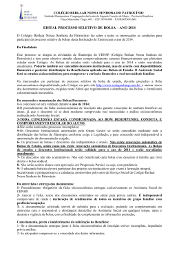EDITAL PROCESSO SELETIVO DE BOLSA – ANO 2014