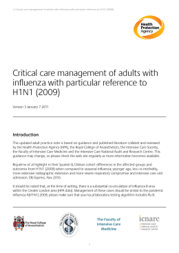Critical care management of adults with H1N1 influenza