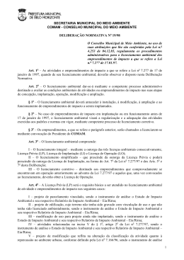 DN19-98 Procedimentos administrativos para licenciamento.
