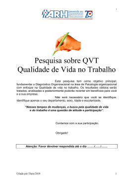 Pesquisa QVT - FIB - Faculdades Integradas de Bauru