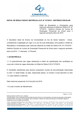 EDITAL DE RESULTADOS E MATRÍCULA GR Nº 737/2015