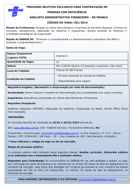 Comunicado C01/2014 - Sebrae-SP