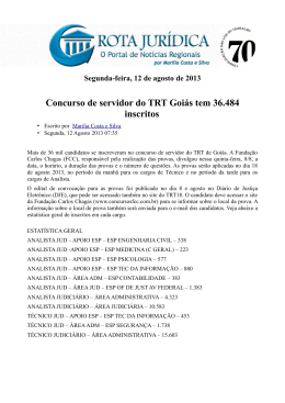 Concurso de servidor do TRT Goiás tem 36.484 inscritos