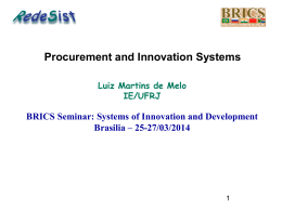 Procurement and Innovation Systems (Luiz Martins de Melo)