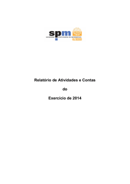 Relatório de Atividades e Contas do Exercício de 2014