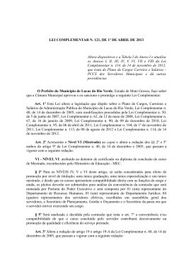 Lei. Com. 121 2013 (Alteração PCCS). - Lucas do Rio Verde