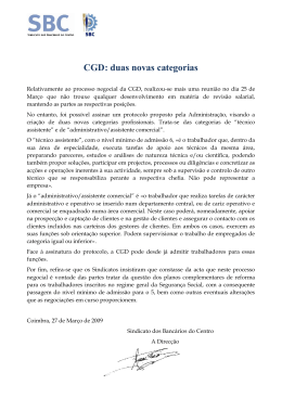 CGD: duas novas categorias - Sindicato dos Bancários do Centro