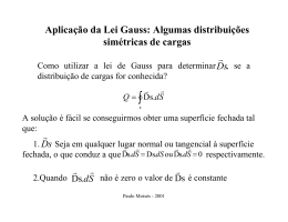 Aplicação da Lei Gauss: Algumas distribuições simétricas de cargas
