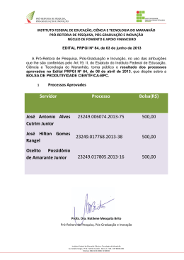 Servidor Processo Bolsa(R$) José Antonio Alves Cutrim