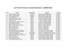 LISTA DE FISCAIS SELECIONADOS -OBMEP2015