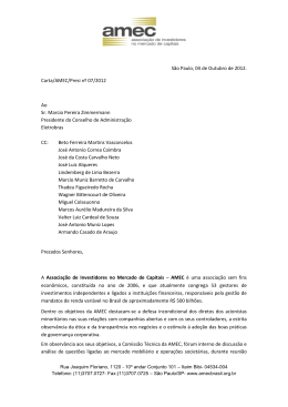 São Paulo, 04 de Outubro de 2012. Carta/AMEC/Presi nº 07/2012