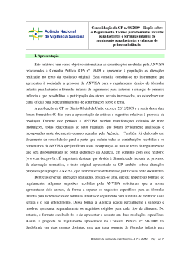 Relatório sobre as modificações - CP nº 98 Fórmula infantil