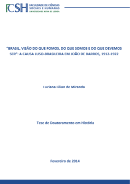 Fevereiro de 2014 Tese de Doutoramento em História “BRASIL