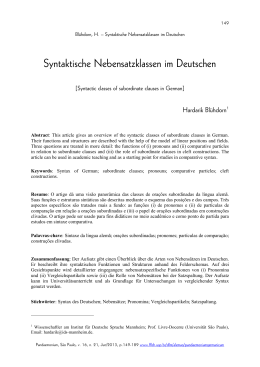 Syntaktische Nebensatzklassen im Deutschen