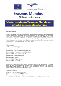 Información - Erasmus Mundus in Performing Arts Studies