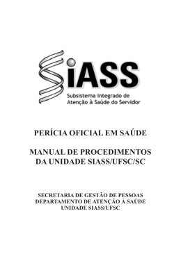 Manual de Procedimentos da Unidade SIASS/UFSC/SC