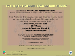 Palestrante: Prof. Dr. José Aparecido Da Silva Tema: As técnicas de