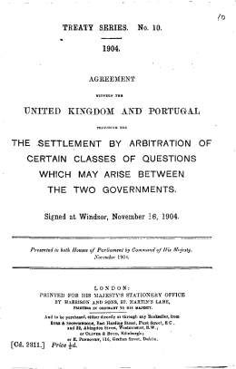 united kingdom and portugal the settlement by arbitration of certain