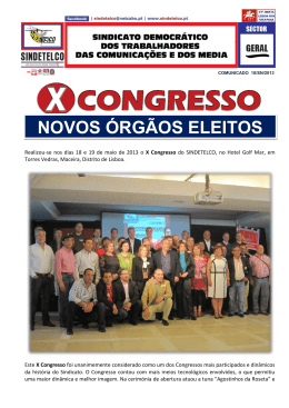 x congresso – novos orgãos eleitos