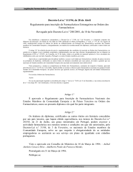 Decreto-Lei n.º 111/94, de 28 de Abril Regulamento para inscrição