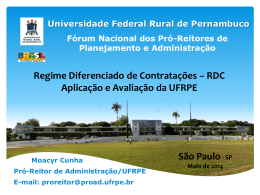 PAINEL RDC - Apresentação UFRPE - FORPLAD São - Unifal-MG