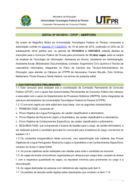 EDITAL Nº 051/2014 – CPCP – ABERTURA