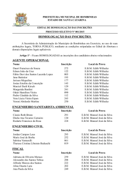 HOMOLOGAÇÃO DAS INSCRIÇÕES - P.S 001_2015