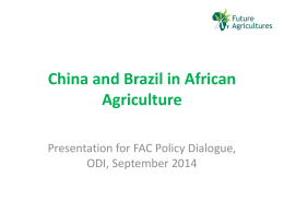 China and Brazil in African Agriculture