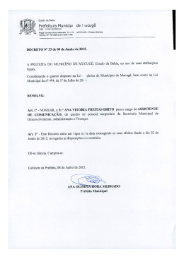 Decreto Nº 33/2015 - Portal da Prefeitura Municipal de Mucugê