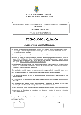 TECNOLóGO QUIMICA - CCV - Universidade Federal do Ceará