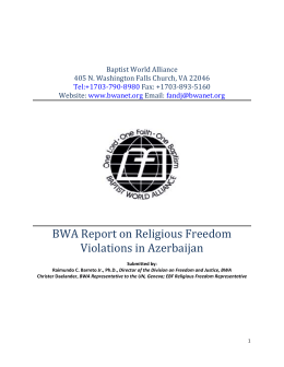 BWA Report on Religious Freedom Violations in Azerbaijan, 2013