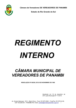REGIMENTO INTERNO - Poder Legislativo Municipal de Panambi