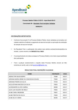 Processo Seletivo Público 01/2015 – Apex-Brasil ASI