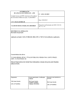 Formulários de Aplicações e Resgates do mês de agosto/2015