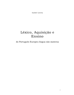 Léxico, Aquisição e Ensino do Português