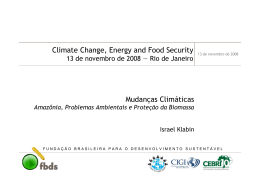 Mudanças Climáticas Climate Change, Energy and Food