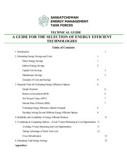 a guide for the selection of energy efficient technologies