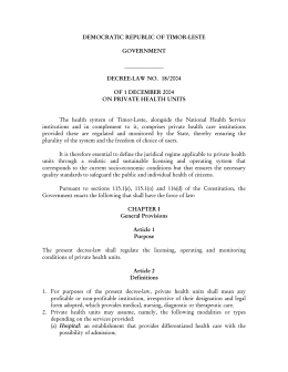 decree-law no. 18/2004 of 1 december 2004 on private health units