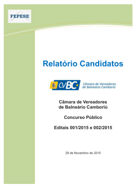 Relatório Candidatos - Câmara de Vereadores de Balneário
