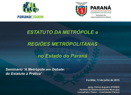 Estatuto da Metrópole e Regiões Metropolitanas no Estado do Paraná