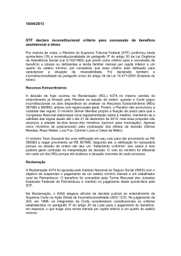 18/04/2013 STF declara inconstitucional critério para concessão de