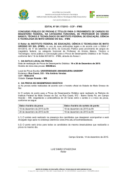 EDITAL Nº 001.17/2015 – CCP – IFMS CONCURSO PÚBLICO DE