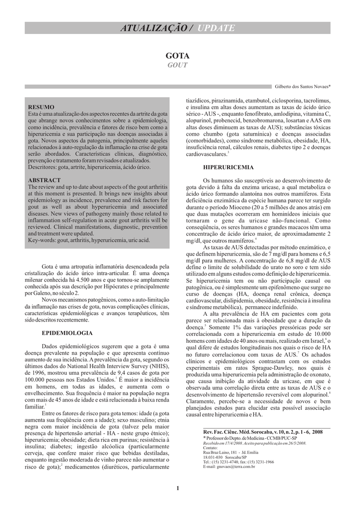 GOTA E HYPERURICEMIA PDF GOTA E HYPERURICEMIA PDF