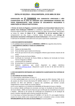 EDITAL Nº 022/2014 – CRCA/UNIFESSPA, 10 DE ABRIL DE 2014